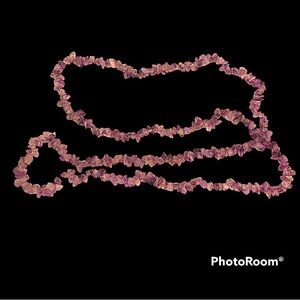 Amethyst Raw Gemstone Single Strand Infinity Pull Over Long Necklace